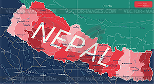 Nepal country detailed editable map - vector EPS clipart