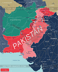 Pakistan country detailed editable map - vector image