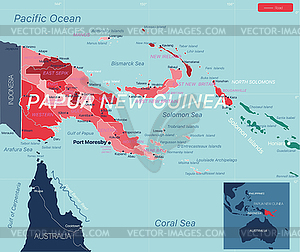 Papua New Guinea country detailed editable map - vector clipart