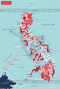 Philippines country detailed editable map - vector image