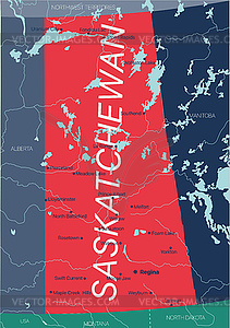 Saskatchewan province editable map of Canada - vector image