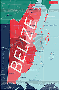 Belize country detailed editable map - vector image