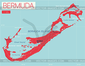 Bermuda detailed editable map - vector clipart