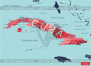 Cuba country detailed editable map - vector image