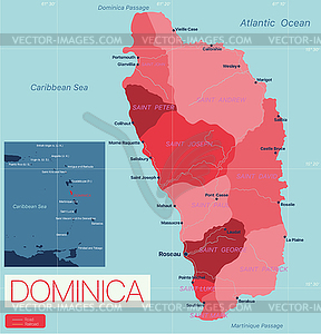 Dominica country detailed editable map - vector clip art