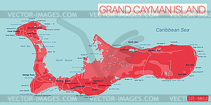 Grand Cayman island detailed editable map - vector clipart
