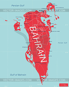 Bahrain country detailed editable map - vector clipart