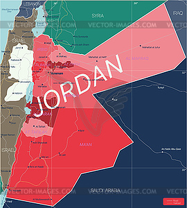 Jordan country detailed editable map - vector clip art