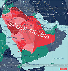 Saudi Arabia country detailed editable map - vector image