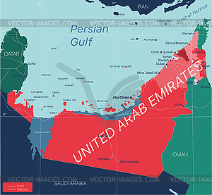 United Arab Emirates country detailed editable map - vector clipart