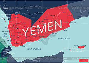 Yemen country detailed editable map - vector image