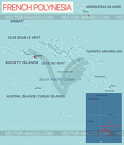 Французская Полинезия - детальная редактируемая карта - клипарт в векторном формате