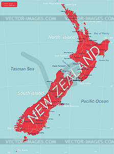 New Zealand detailed editable map - vector clipart