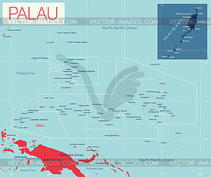 Подробная редактируемая карта Палау - векторный эскиз