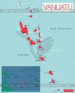 Vanuatu detailed editable map - vector clipart / vector image