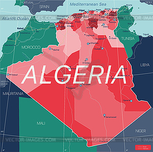 Algeria country detailed editable map - vector clipart / vector image