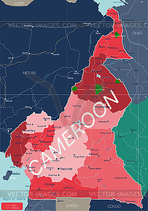 Cameroon country detailed editable map - vector clipart