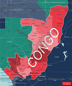 Congo country detailed editable map - vector clipart / vector image