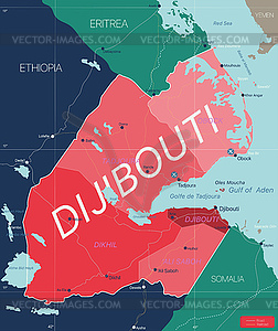 Dijibouti country detailed editable map - vector clipart