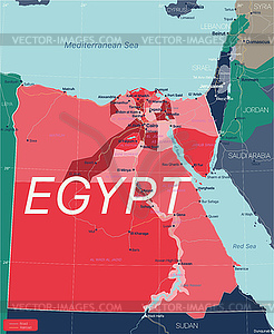 Подробная редактируемая карта страны Египет - иллюстрация в векторном формате