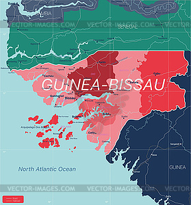 Guinea-Bissau country detailed editable map - vector image