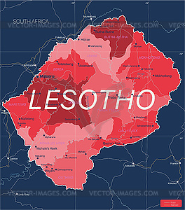 Lesotho country detailed editable map - royalty-free vector image