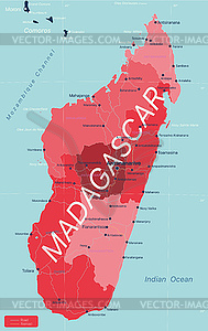 Madagascar country detailed editable map - color vector clipart