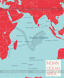 Indian ocean region detailed editable map - vector clipart