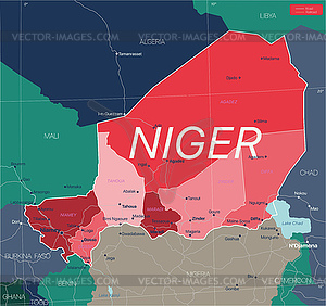 Niger country detailed editable map - vector clipart / vector image