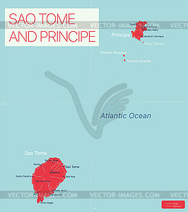 Sao Tome and Principe detailed editable map - vector clipart