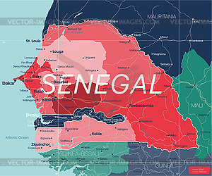 Senegal country detailed editable map - vector image