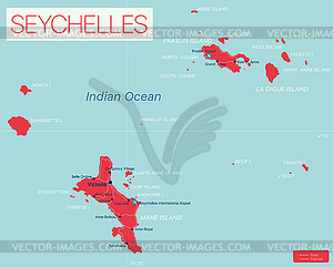 Seychelles islands detailed editable map - vector EPS clipart