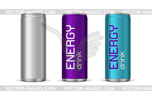 Bright energy drink cans - vector clip art