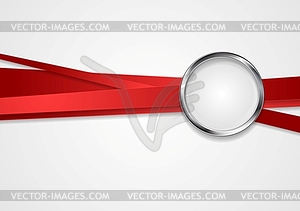 Red stripes with metal circle design - color vector clipart