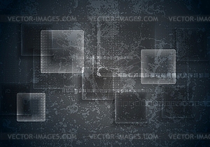Abstract transparent glass squares on grunge - vector clipart