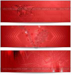 Red tech abstract banners - vector clip art