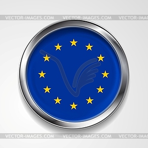 European union metal button flag - vector image