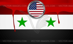 USA and Syria political concept background - vector image