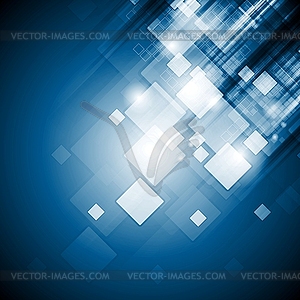 Bright blue tech squares background - vector image