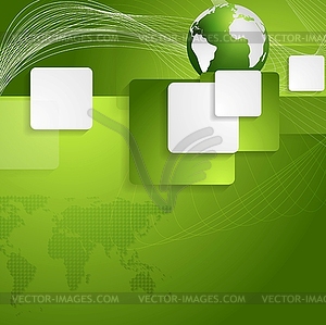 Bright tech background with globe and squares - vector clipart