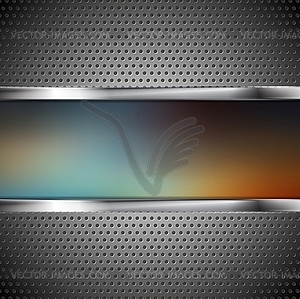 Blurred banner and perforated metal texture - vector image