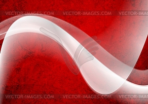 White wave on red grunge background - vector clipart