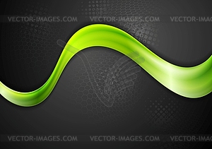 Green glowing wave design - vector image