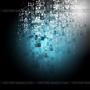 Blue tech squares dark background - vector clipart