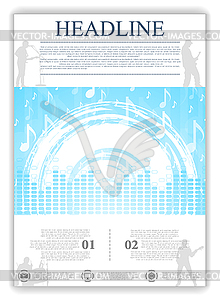 Abstract blue music flyer design - vector clipart