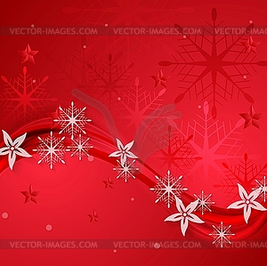 Abstract red wavy Christmas background - vector image