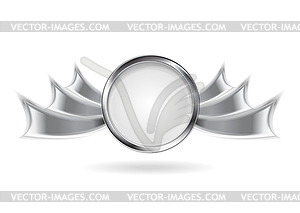 Metallic silver logo element - vector image