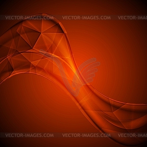 Orange tech wavy background - vector clip art