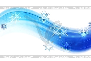 Blue wavy abstract Christmas background - vector clip art