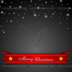 Dark Christmas background with red ribbon - vector clipart